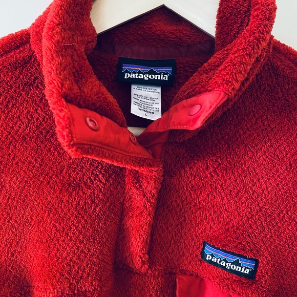 Fuzzy red Patagonia pullover synchilla sweater L - Picture 2 of 8